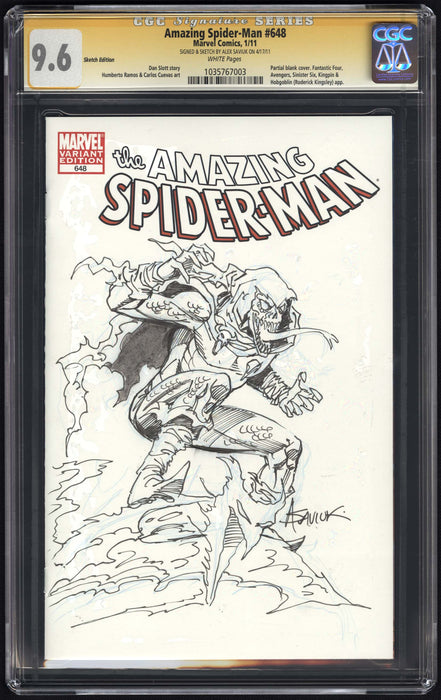 Amazing Spider-Man #648 Sketch Edition Sketch by Saviuk CGC SS 9.6 Amazing Spider-Man #648 Sketch Edition Sketch by Saviuk CGC SS 9.6