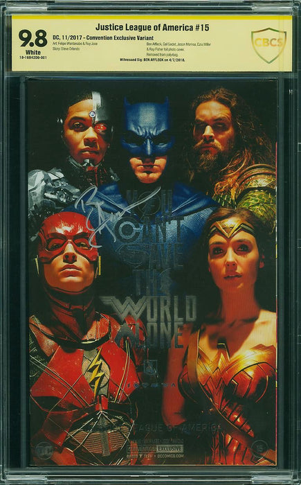 Justice League of America #15 Convention Exclusive Variant CBCS 9.8 Signed by Ben Affleck Justice League of America #15 Convention Exclusive Variant CBCS 9.8 Signed by Ben Affleck