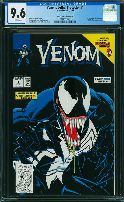 VENOM LETHAL PROTECTOR #1 BLACK ERROR PRINT CGC 9.6 VENOM LETHAL PROTECTOR #1 BLACK ERROR PRINT CGC 9.6