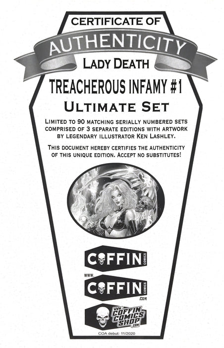 LADY DEATH: TREACHEROUS INFAMY #1 ULTIMATE EDITION VIRGIN (LTD TO 90) LADY DEATH: TREACHEROUS INFAMY #1 ULTIMATE EDITION VIRGIN (LTD TO 90)