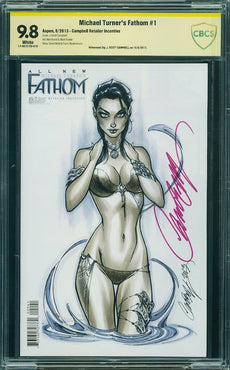 Michael Turner's Fathom #2 Campbell Retailer Incentive CBCS 9.8 signed by J. Scott Campbell