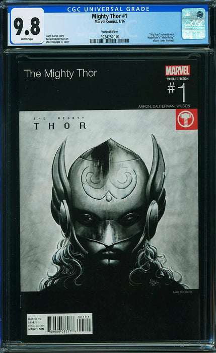 MIGHTY THOR (2016) #1 HIP HOP VARIANT CGC 9.8 MIGHTY THOR (2016) #1 HIP HOP VARIANT CGC 9.8
