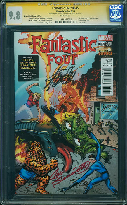 Fantastic Four #645 Desert Wind Comics Edition CGC SS 9.8 Signed by Sinnott & Stan Lee