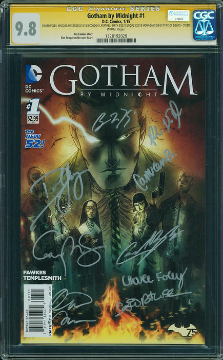 Gotham by Midnight #1 CGC SS 9.8 SIGNED FOLEY, MAZOUZ, MCKENZIE, BICONDOVA, PERTWEE, SMITH, LOGUE, MONAGHAN & TAYLOR