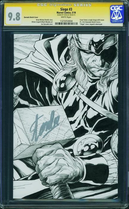 Siege #3 Quesada Sketch Cover CGC SS 9.8 SIGNED STAN LEE