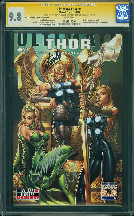 Ultimate Thor #1 LBCC/UniversalOutpost.com Edition CGC SS 9.8 SIGNED CAMPBELL, RUFFINO & STAN LEE