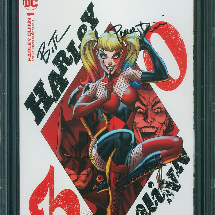 Harley Quinn 30th Anniversary Special #1 J. Scott Campbell Variant CBCS 9.8 Signed by Bruce Timm & Dini