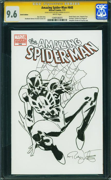 Amazing Spider-Man #648 CGC SS 9.6 Signed & Sketch by Leonardi