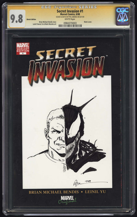 Secret Invasion #1 Sketch Edition Sketch by Jimenez CGC SS 9.8 (Venom)