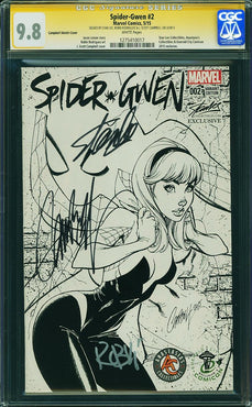 Spider-Gwen #2 Campbell Sketch Cover CGC SS 9.8 signed by Stan Lee, Rodriguet, Campbell