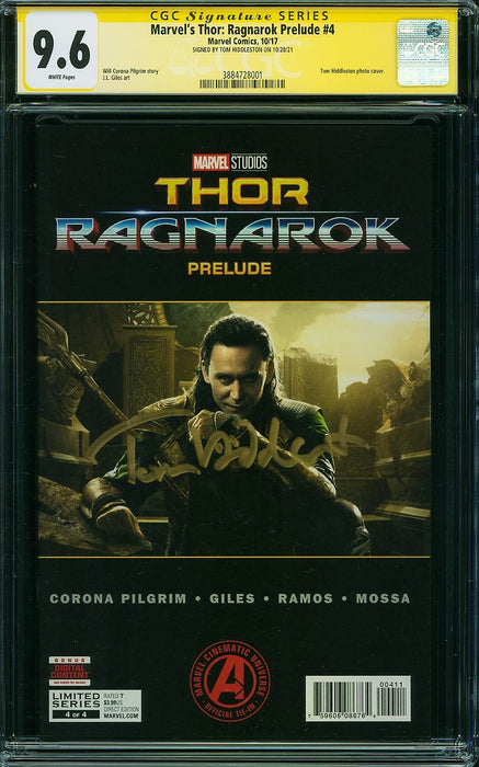 Marvel's Thor: Ragnarok Prelude #4 CGC SS 9.6 signed by Hiddleston