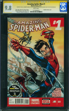 Amazing Spider-Man (2014) #1 CGC SS 9.8 Signed by Stan Lee, Ramos, Olazaba, Delgado