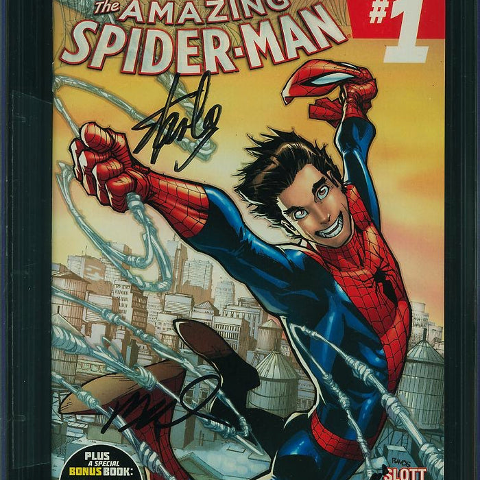 Amazing Spider-Man (2014) #1 CGC SS 9.8 Signed by Stan Lee, Ramos, Olazaba, Delgado
