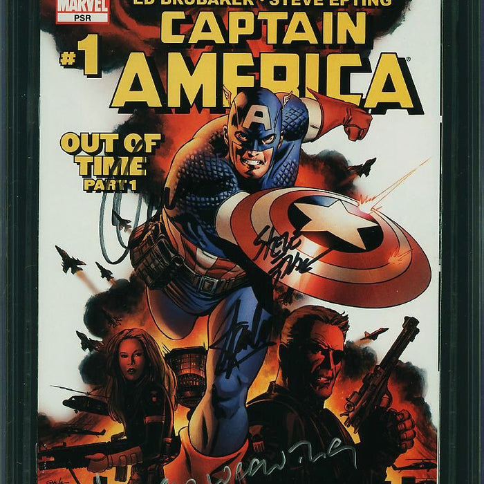 Captain America #1 CGC SS 9.6 Signed by Epting, Stan Lee, Weaving & Chris Evans