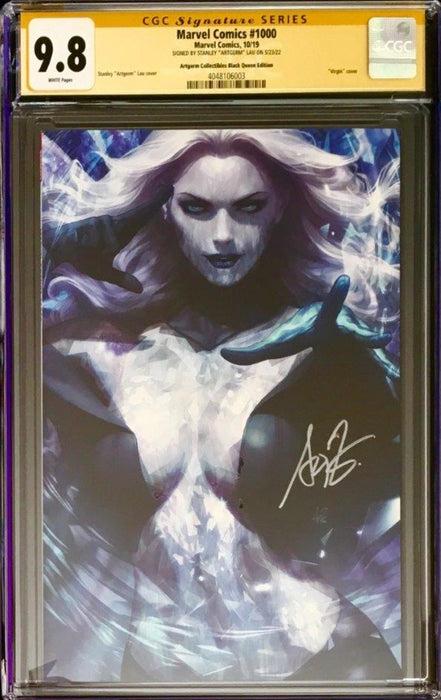 MARVEL COMICS #1000 ARTGERM COLLECTIBLES BLACK QUEEN EDITION CGC SS 9.8 SIGNED BY ARTGERM