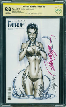 Michael Turner's Fathom #2 Campbell Retailer Incentive CBCS 9.8 signed by J. Scott Campbell