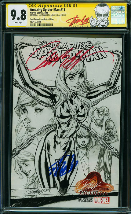 AMAZING SPIDER-MAN #15 J SCOTT CAMPBELL SKETCH EDITION CGC SS 9.8 SIGNED BY CAMPBELL & STAN LEE