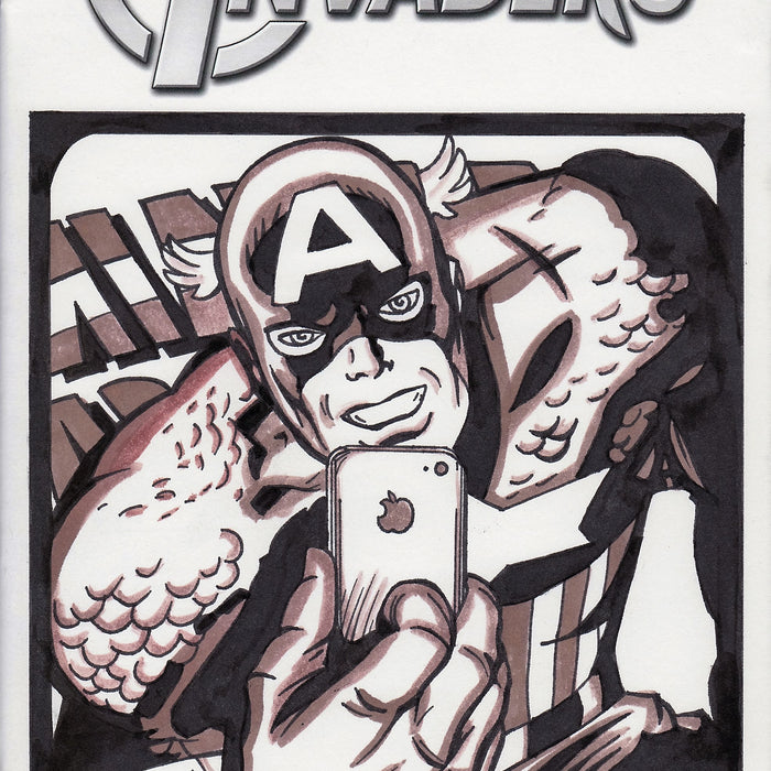 Captain America iphone Original Art by Gary Parkin